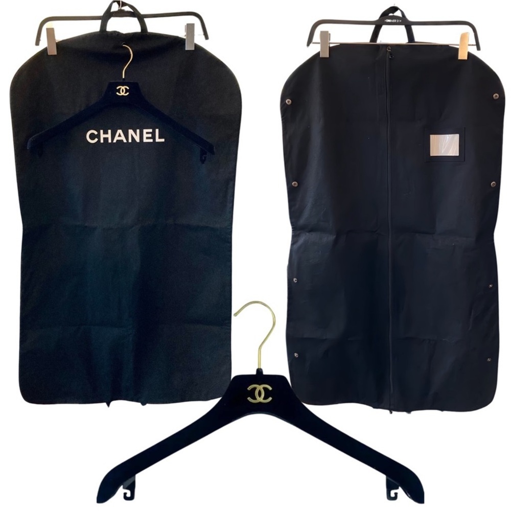 NWOT Chanel Canvas Garment Bag & Hanger Set